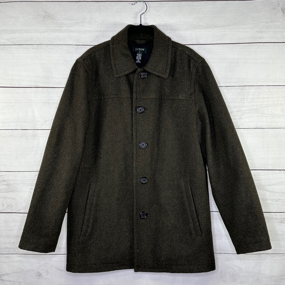 J. Crew Men's Uniform Olive Green Insulated Wool Jacket Size S - Picture 1 of 11